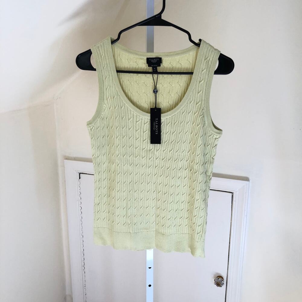 Talbots Petites NWT Women's Pima Cotton Green Sleeveless Sweater Size Petite M